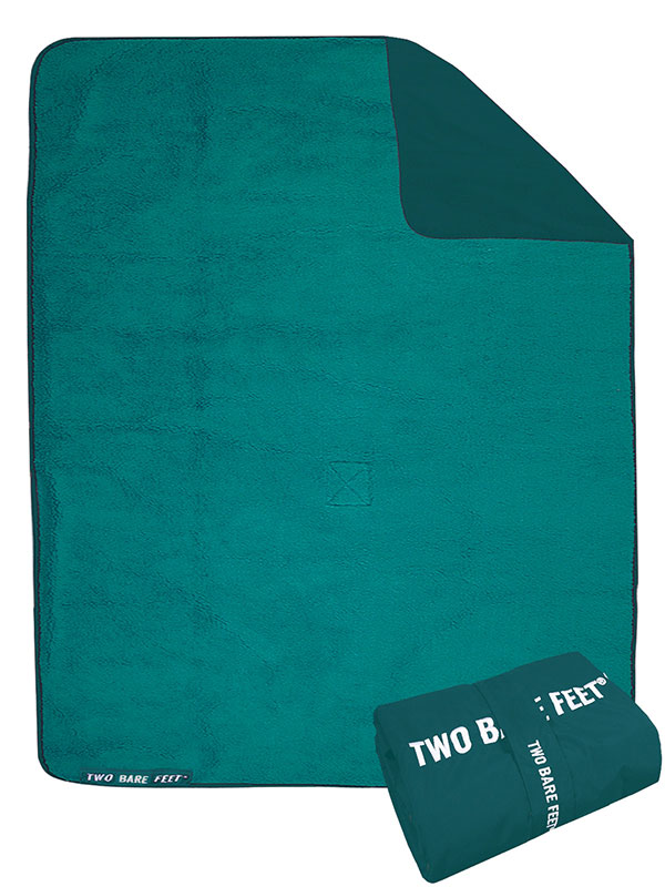 XL Sherpa Lined Waterproof Beach Travel Blanket (Sea Green/Sea Green)