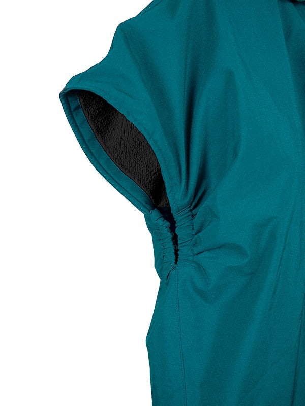 Kids Waterproof Hooded Sleeveless Poncho Changing Robe (Sea Green/Black)
