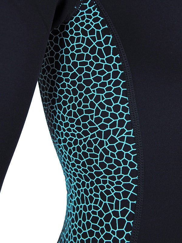 Two Bare Feet Silicone Print Series 2mm Superstretch Womens One Piece (Black/Mint)