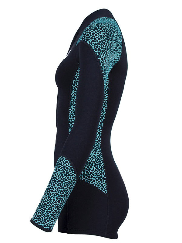Two Bare Feet Silicone Print Series 2mm Superstretch Womens One Piece (Black/Mint)