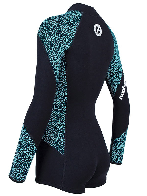 Two Bare Feet Silicone Print Series 2mm Superstretch Womens One Piece (Black/Mint)