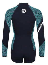 Two Bare Feet Silicone Print Series 2mm Superstretch Womens One Piece (Black/Mint)