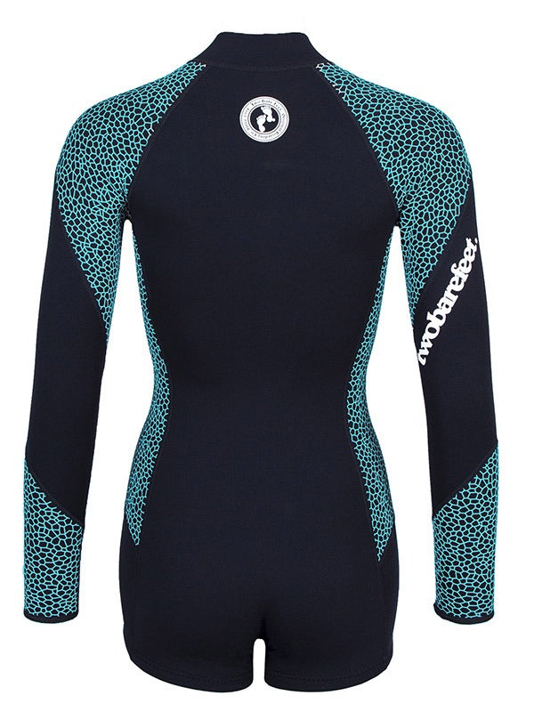 Two Bare Feet Silicone Print Series 2mm Superstretch Womens One Piece (Black/Mint)