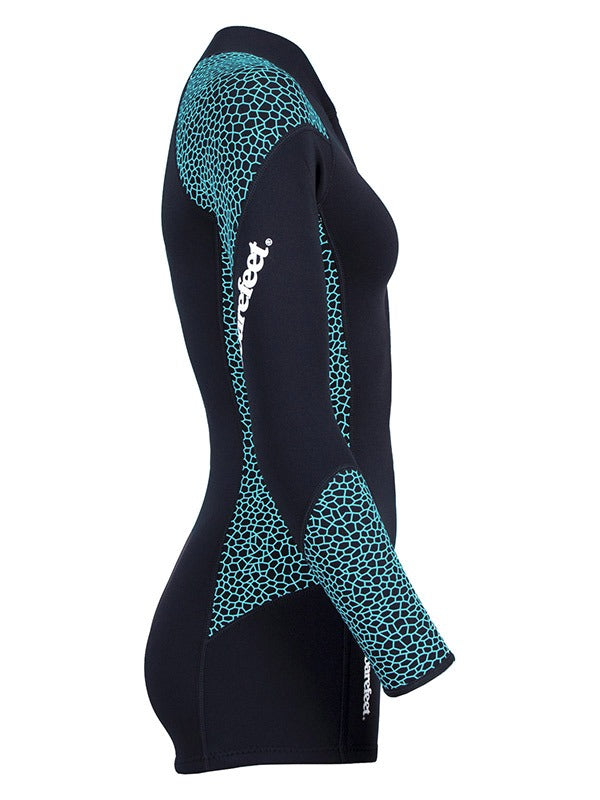 Two Bare Feet Silicone Print Series 2mm Superstretch Womens One Piece (Black/Mint)
