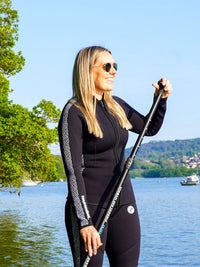 Two Bare Feet Womens Silicone Print Series Full Zip 2.5mm Wetsuit Jacket (Black/White)