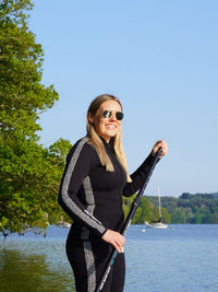 Two Bare Feet Womens Silicone Print Series 2.5mm Wetsuit Jacket & Shorts Set (Black/White)