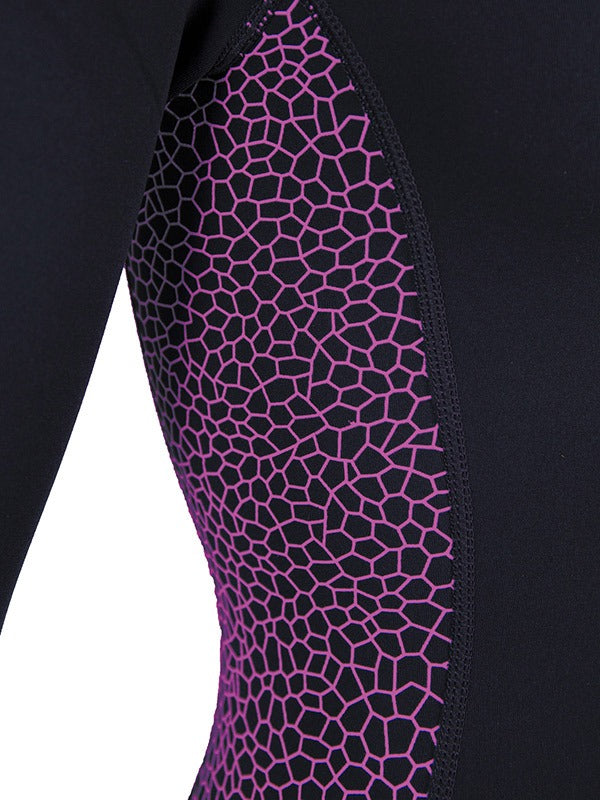 Two Bare Feet Silicone Print Series 2mm Superstretch Womens One Piece (Black/Raspberry)