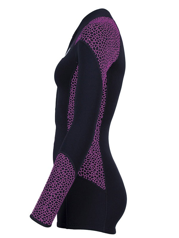 Two Bare Feet Silicone Print Series 2mm Superstretch Womens One Piece (Black/Raspberry)