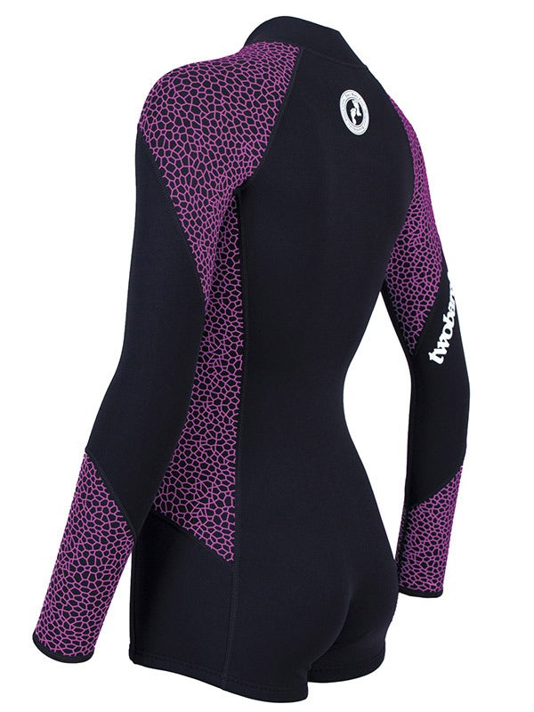 Two Bare Feet Silicone Print Series 2mm Superstretch Womens One Piece (Black/Raspberry)