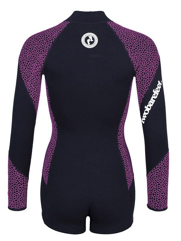 Two Bare Feet Silicone Print Series 2mm Superstretch Womens One Piece (Black/Raspberry)