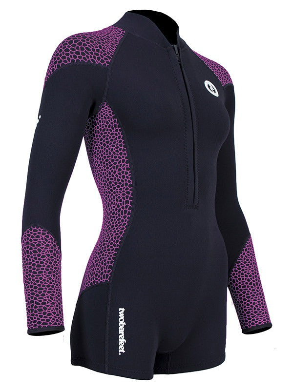 Two Bare Feet Silicone Print Series 2mm Superstretch Womens One Piece (Black/Raspberry)