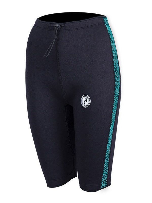 Two Bare Feet Womens Silicone Print Series 2.5mm Neoprene Wetsuit Shorts (Black/Mint)