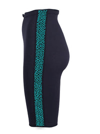 Two Bare Feet Womens Silicone Print Series 2.5mm Neoprene Wetsuit Shorts (Black/Mint)