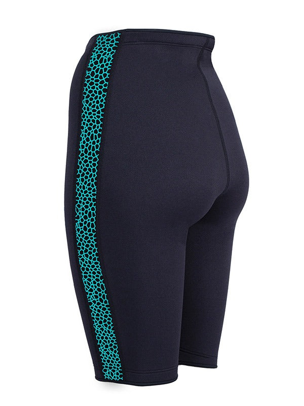 Two Bare Feet Womens Silicone Print Series 2.5mm Neoprene Wetsuit Shorts (Black/Mint)