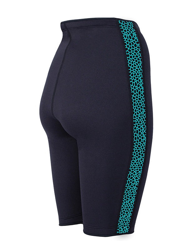 Two Bare Feet Womens Silicone Print Series 2.5mm Neoprene Wetsuit Shorts (Black/Mint)