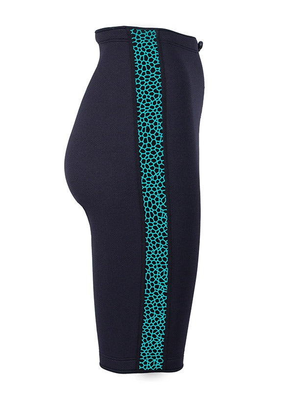 Two Bare Feet Womens Silicone Print Series 2.5mm Neoprene Wetsuit Shorts (Black/Mint)
