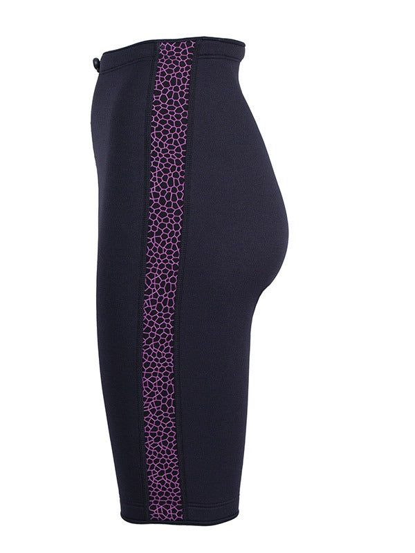 Two Bare Feet Womens Silicone Print Series 2.5mm Neoprene Wetsuit Shorts (Black/Raspberry)