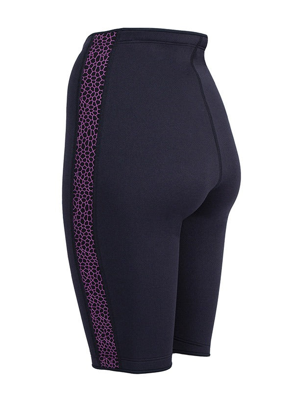 Two Bare Feet Womens Silicone Print Series 2.5mm Neoprene Wetsuit Shorts (Black/Raspberry)