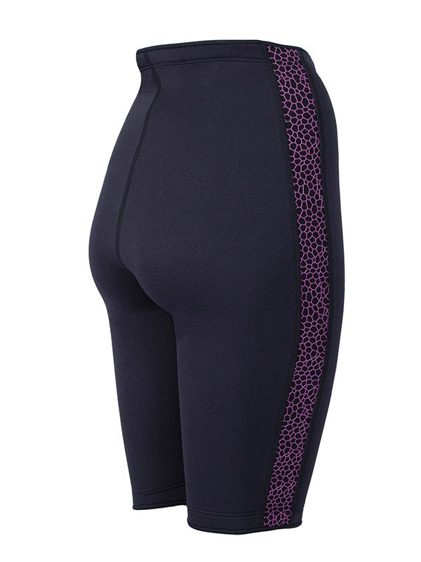 Two Bare Feet Womens Silicone Print Series 2.5mm Neoprene Wetsuit Shorts (Black/Raspberry)