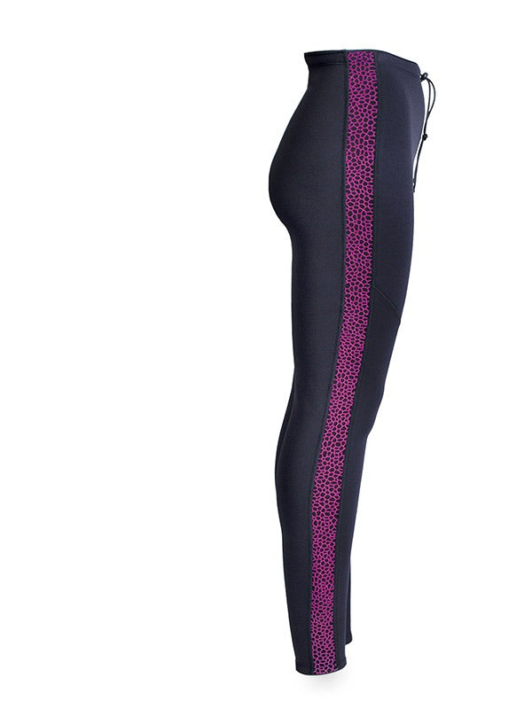 Two Bare Feet Womens Silicone Print Series 2.5mm Neoprene Wetsuit Pants (Black/Raspberry)