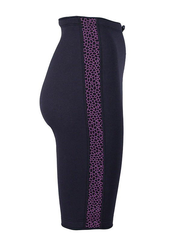 Two Bare Feet Womens Silicone Print Series 2.5mm Neoprene Wetsuit Shorts (Black/Raspberry)
