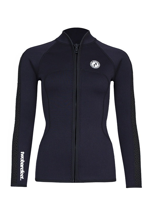 Two Bare Feet Womens Silicone Print Series 2.5mm Wetsuit Jacket & Shorts Set (Black)