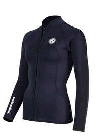 Two Bare Feet Womens Silicone Print Series Full Zip 2.5mm Wetsuit Jacket (Black)