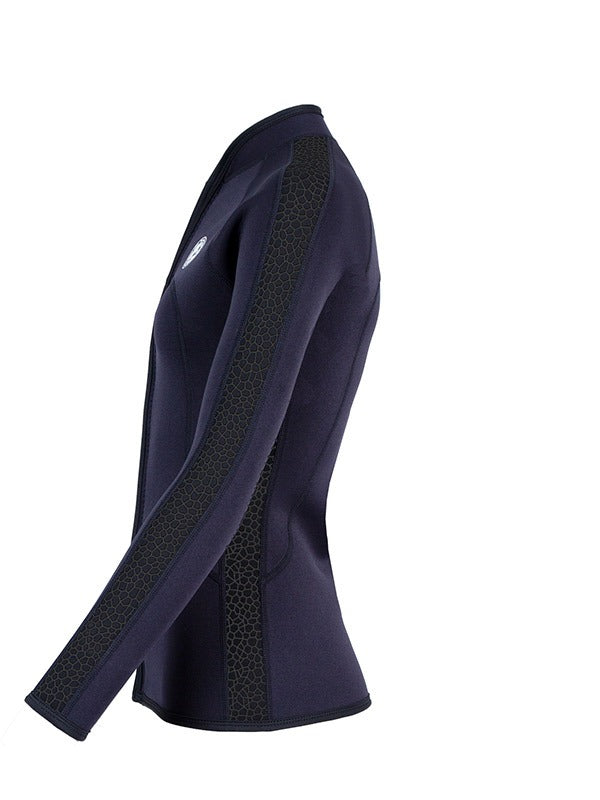 Two Bare Feet Womens Silicone Print Series Full Zip 2.5mm Wetsuit Jacket (Black)