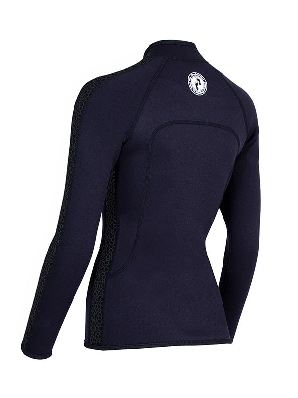 Two Bare Feet Womens Silicone Print Series Full Zip 2.5mm Wetsuit Jacket (Black)