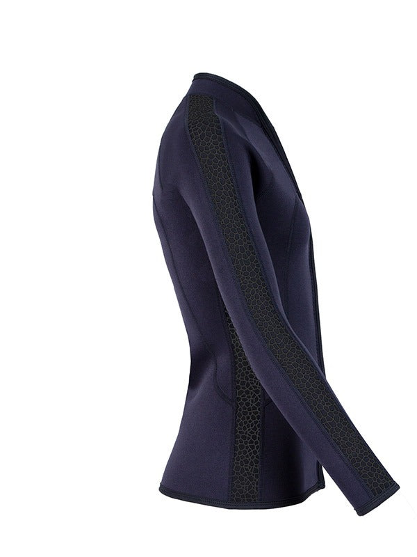 Two Bare Feet Womens Silicone Print Series Full Zip 2.5mm Wetsuit Jacket (Black)
