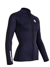 Two Bare Feet Womens Silicone Print Series Full Zip 2.5mm Wetsuit Jacket (Black)