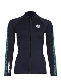 Two Bare Feet Womens Silicone Print Series 2.5mm Wetsuit Jacket & Shorts Set (Black/Mint)