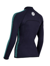 Two Bare Feet Womens Silicone Print Series Full Zip 2.5mm Wetsuit Jacket (Black/Mint)