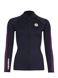 Two Bare Feet Womens Silicone Print Series Full Zip 2.5mm Wetsuit Jacket (Black/Raspberry)
