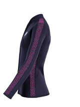 Two Bare Feet Womens Silicone Print Series Full Zip 2.5mm Wetsuit Jacket (Black/Raspberry)