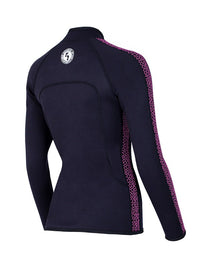 Two Bare Feet Womens Silicone Print Series Full Zip 2.5mm Wetsuit Jacket (Black/Raspberry)