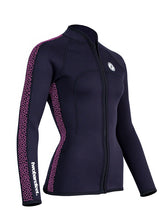 Two Bare Feet Womens Silicone Print Series Full Zip 2.5mm Wetsuit Jacket (Black/Raspberry)