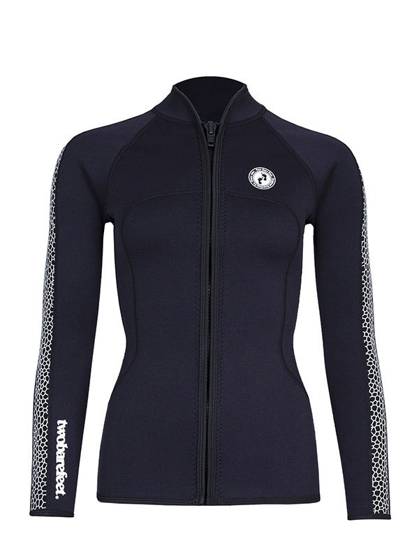 Two Bare Feet Womens Silicone Print Series 2.5mm Wetsuit Jacket & Pants Set (Black/White)