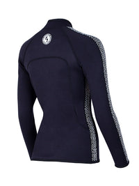 Two Bare Feet Womens Silicone Print Series Full Zip 2.5mm Wetsuit Jacket (Black/White)