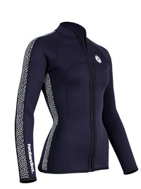 Two Bare Feet Womens Silicone Print Series Full Zip 2.5mm Wetsuit Jacket (Black/White)