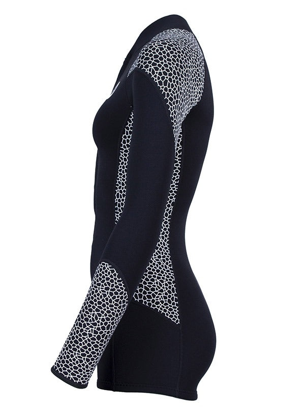 Two Bare Feet Silicone Print Series 2mm Superstretch Womens One Piece (Black/White)