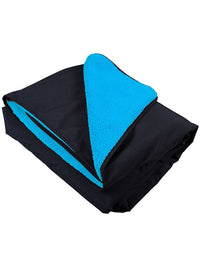 XL Sherpa Lined Waterproof Beach Travel Blanket (Black/Blue)