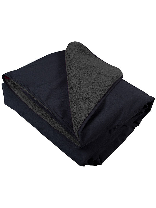 Sherpa Lined Waterproof Beach Travel Blanket (Black/Charcoal)
