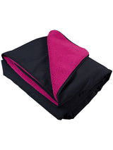 XL Sherpa Lined Waterproof Beach Travel Blanket (Black/Raspberry)