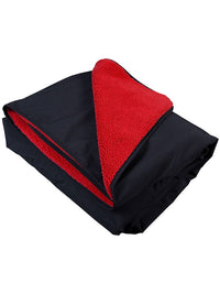 XL Sherpa Lined Waterproof Beach Travel Blanket (Black/Red)