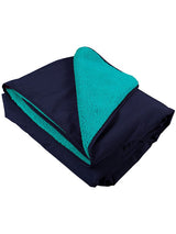 Sherpa Lined Waterproof Beach Travel Blanket (Marine Blue/Teal)