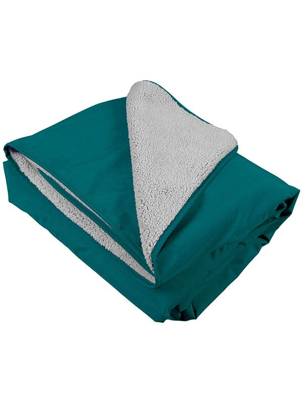 XL Sherpa Lined Waterproof Beach Travel Blanket (Sea Green/Grey)