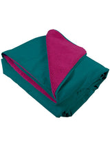 Sherpa Lined Waterproof Beach Travel Blanket (Sea Green/Raspberry)