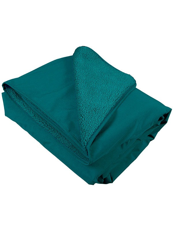 XL Sherpa Lined Waterproof Beach Travel Blanket (Sea Green/Sea Green)