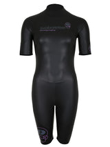 Two Bare Feet T3 Shorty Womens Triathlon Wetsuit (Black / Lilac)